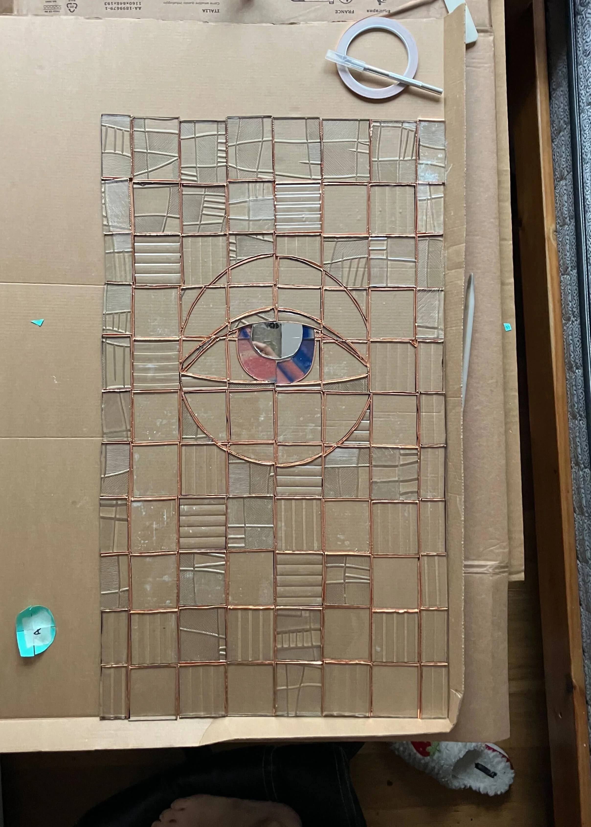 Close-up of stained glass pieces